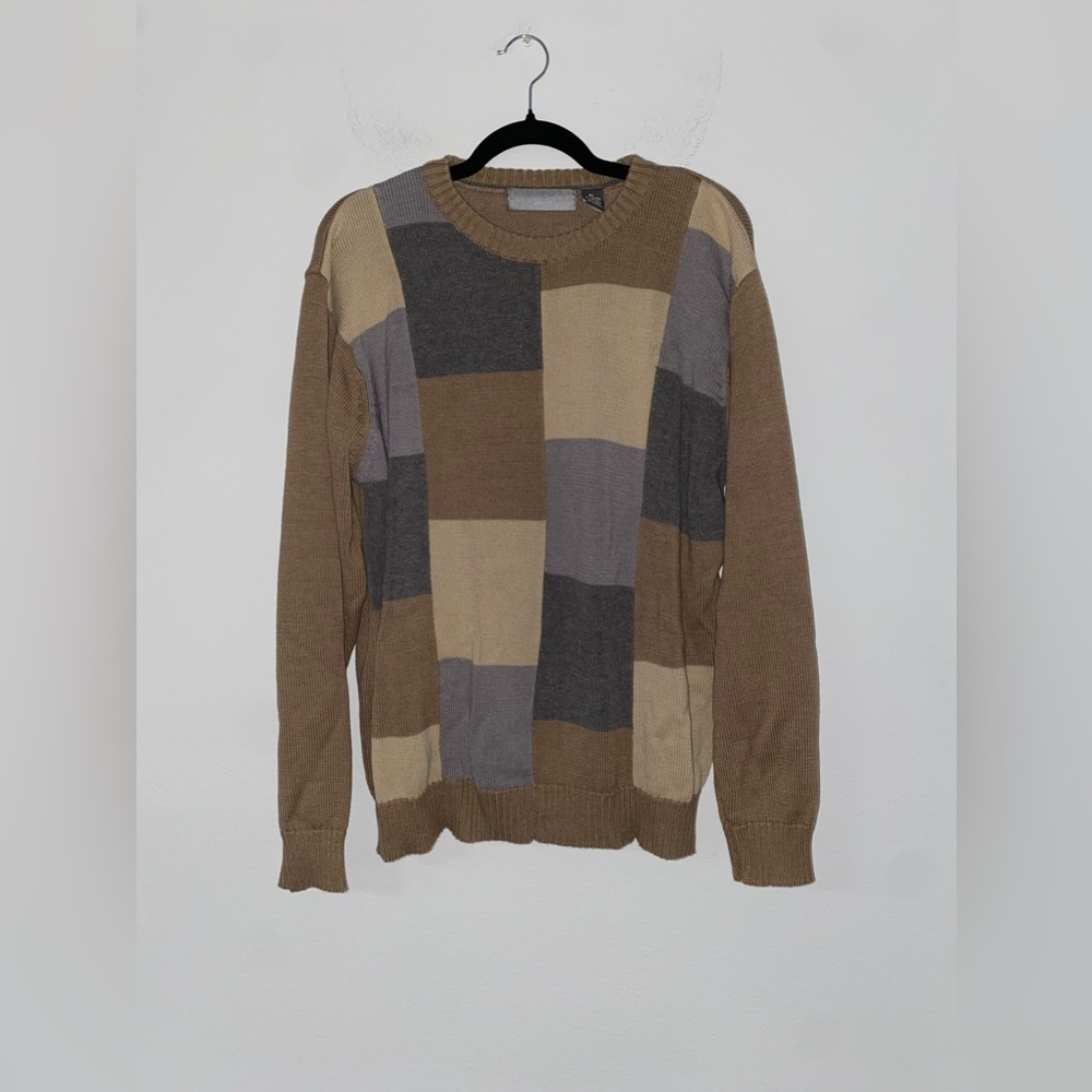 Oscar De La Renta Plaid Sweater XL Brown